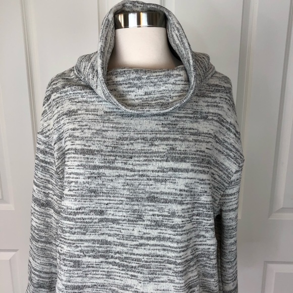Anthropologie Saturday Sunday Sweatshirt Small gray white stripe top cowl neck - Picture 3 of 8
